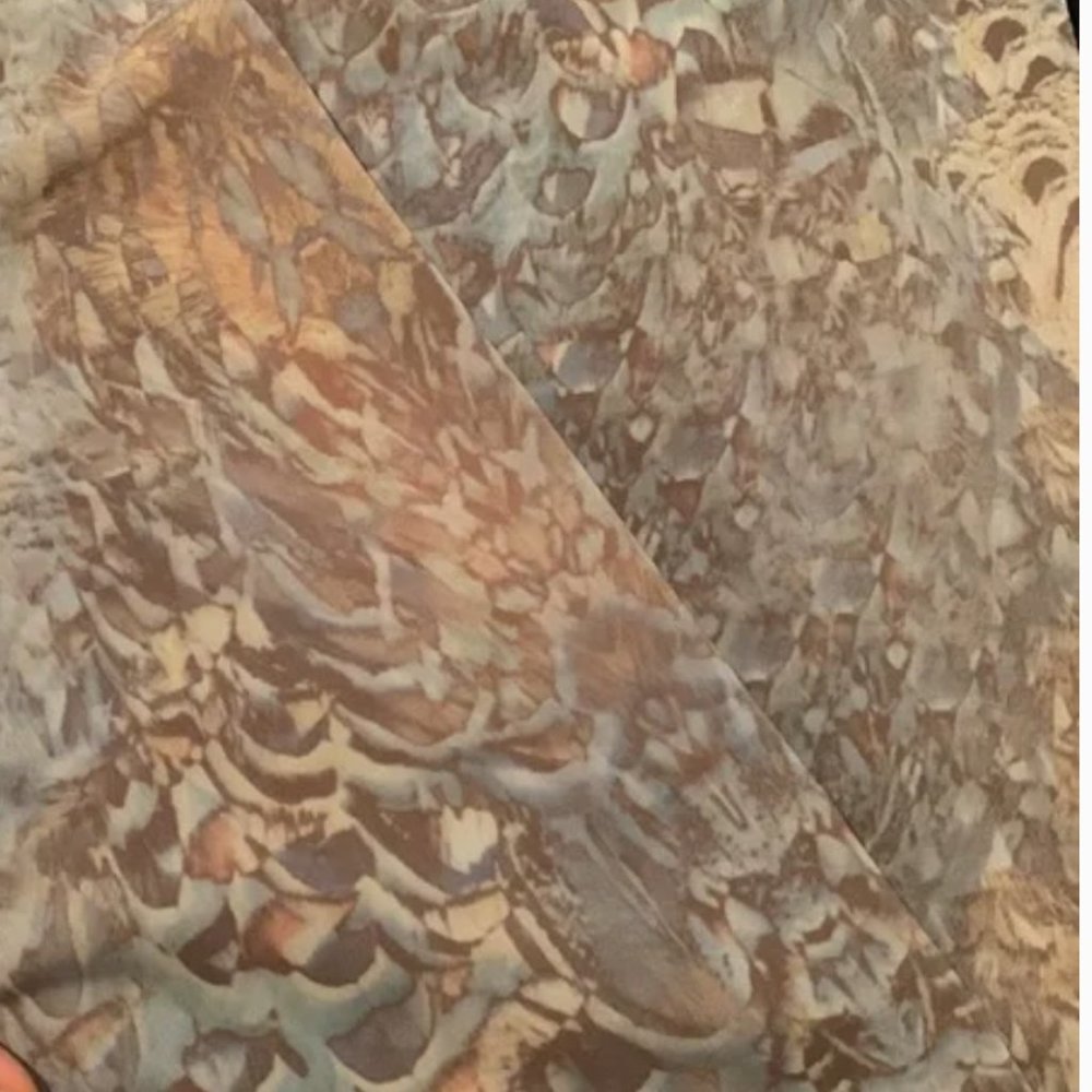 SOLD Alexander McQueen Light Blue Feather Psychedelic Printed Stretch Leggings M - Picture 6 of 8